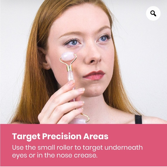 Brightening & Depuffing Premium Facial Massager / Rose Quartz Roller - Picture 4 of 12